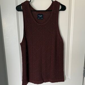 Brown Crochet Tank Top Mens